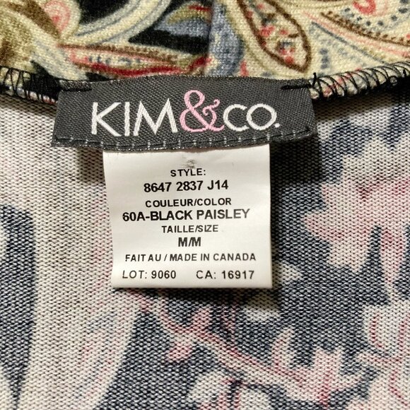 KIM & CO. Dark floral and paisley print open front cardigan ~ MEDIUM sweater - Picture 2 of 15